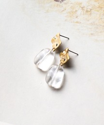 /チタンポスト クラッシュメタルドロップストーンピアス/