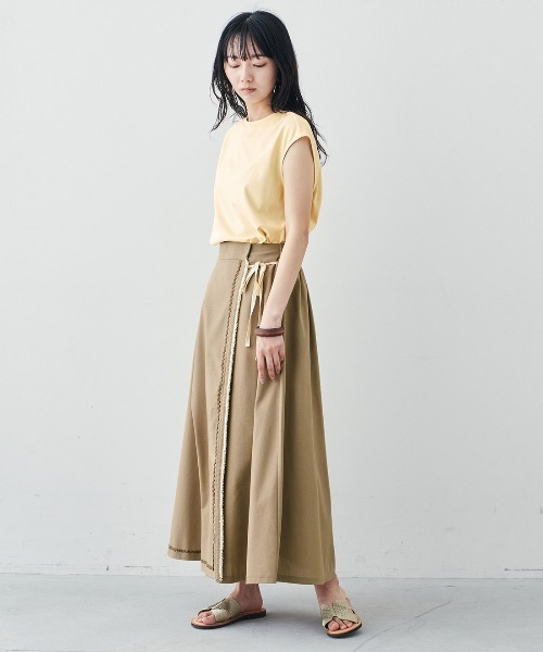 MEDE19F（メデジュウキュウ）の「ＢＲＡＮＤ　ＮＥＷ　ＭＩＸ　ＳＴＹＬＥ　接触冷感のラウンドヘムフレンチスリーブＴシャツ（Tシャツ/カットソー・レディース・ライトブルー/アイボリー/ブラウン・3L/LL/M/S/L）」の16枚目の写真