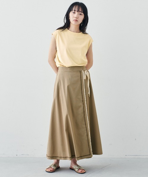 MEDE19F（メデジュウキュウ）の「ＢＲＡＮＤ　ＮＥＷ　ＭＩＸ　ＳＴＹＬＥ　接触冷感のラウンドヘムフレンチスリーブＴシャツ（Tシャツ/カットソー・レディース・ライトブルー/アイボリー/ブラウン・3L/LL/M/S/L）」の17枚目の写真