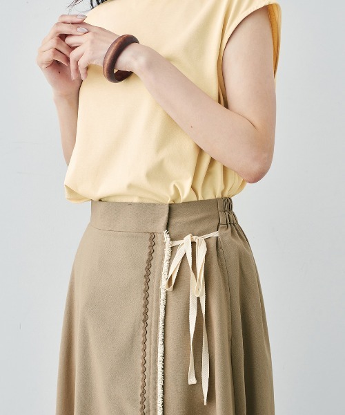 MEDE19F（メデジュウキュウ）の「ＢＲＡＮＤ　ＮＥＷ　ＭＩＸ　ＳＴＹＬＥ　接触冷感のラウンドヘムフレンチスリーブＴシャツ（Tシャツ/カットソー・レディース・ライトブルー/アイボリー/ブラウン・3L/LL/M/S/L）」の18枚目の写真