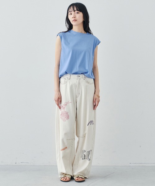 MEDE19F（メデジュウキュウ）の「ＢＲＡＮＤ　ＮＥＷ　ＭＩＸ　ＳＴＹＬＥ　接触冷感のラウンドヘムフレンチスリーブＴシャツ（Tシャツ/カットソー・レディース・ライトブルー/アイボリー/ブラウン・3L/LL/M/S/L）」の11枚目の写真