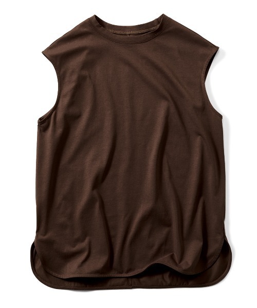 MEDE19F（メデジュウキュウ）の「ＢＲＡＮＤ　ＮＥＷ　ＭＩＸ　ＳＴＹＬＥ　接触冷感のラウンドヘムフレンチスリーブＴシャツ（Tシャツ/カットソー・レディース・ライトブルー/アイボリー/ブラウン・3L/LL/M/S/L）」の6枚目の写真