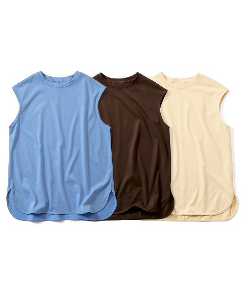 MEDE19F（メデジュウキュウ）の「ＢＲＡＮＤ　ＮＥＷ　ＭＩＸ　ＳＴＹＬＥ　接触冷感のラウンドヘムフレンチスリーブＴシャツ（Tシャツ/カットソー・レディース・ライトブルー/アイボリー/ブラウン・3L/LL/M/S/L）」の8枚目の写真