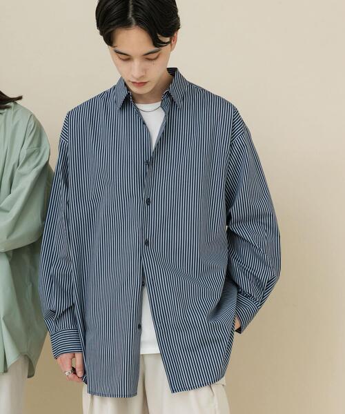 SENSE OF PLACE by URBAN RESEARCH（センスオブプレイスバイアーバンリサーチ）の「『ユニセックス』ブロードレギュラーカラールーズシャツ（シャツ/ブラウス・メンズ・チャコールグレー/ライトブルー/ミント/ブルー系その他・MEDIUM/LARGE）」の4枚目の写真