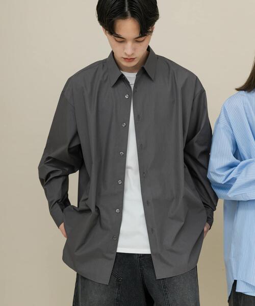 SENSE OF PLACE by URBAN RESEARCH（センスオブプレイスバイアーバンリサーチ）の「『ユニセックス』ブロードレギュラーカラールーズシャツ（シャツ/ブラウス・メンズ・チャコールグレー/ライトブルー/ミント/ブルー系その他・MEDIUM/LARGE）」の16枚目の写真