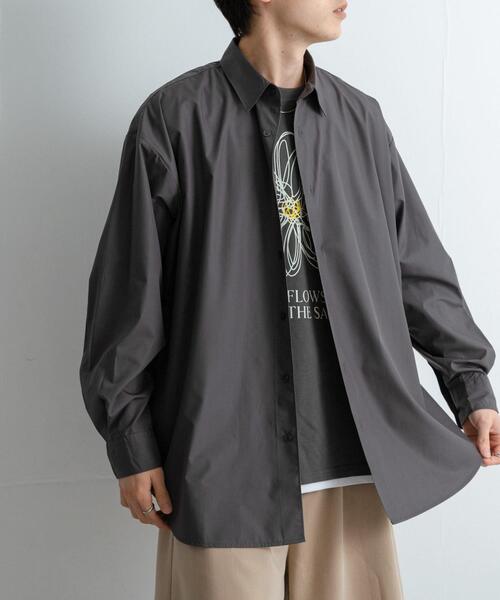 SENSE OF PLACE by URBAN RESEARCH（センスオブプレイスバイアーバンリサーチ）の「『ユニセックス』ブロードレギュラーカラールーズシャツ（シャツ/ブラウス・メンズ・チャコールグレー/ライトブルー/ミント/ブルー系その他・MEDIUM/LARGE）」の18枚目の写真