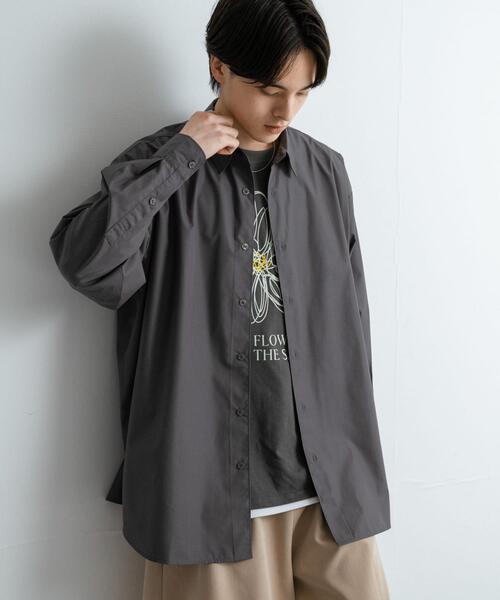 SENSE OF PLACE by URBAN RESEARCH（センスオブプレイスバイアーバンリサーチ）の「『ユニセックス』ブロードレギュラーカラールーズシャツ（シャツ/ブラウス・メンズ・チャコールグレー/ライトブルー/ミント/ブルー系その他・MEDIUM/LARGE）」の20枚目の写真