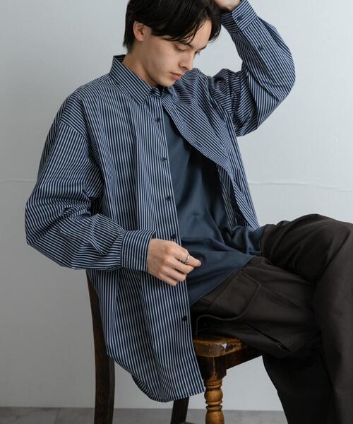 SENSE OF PLACE by URBAN RESEARCH（センスオブプレイスバイアーバンリサーチ）の「『ユニセックス』ブロードレギュラーカラールーズシャツ（シャツ/ブラウス・メンズ・チャコールグレー/ライトブルー/ミント/ブルー系その他・MEDIUM/LARGE）」の8枚目の写真