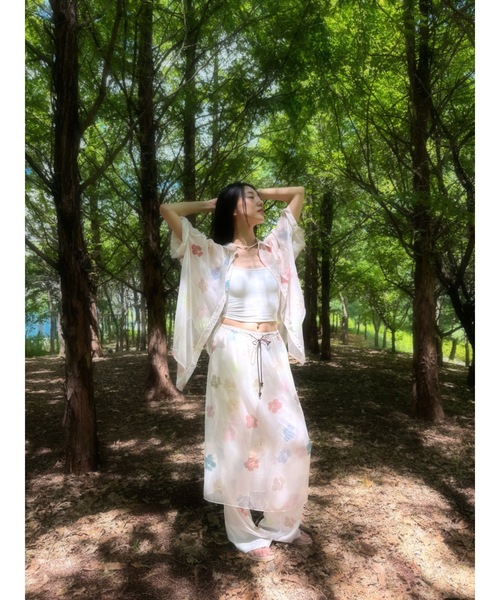 Didot.showroom（ディドット ショールーム）の「【DIDOT.】フラワープリントシアーシャツ（シャツ/ブラウス・レディース・アイボリー/ブラック・FREE）」の5枚目の写真