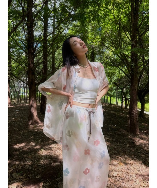 Didot.showroom（ディドット ショールーム）の「【DIDOT.】フラワープリントシアーシャツ（シャツ/ブラウス・レディース・アイボリー/ブラック・FREE）」の8枚目の写真