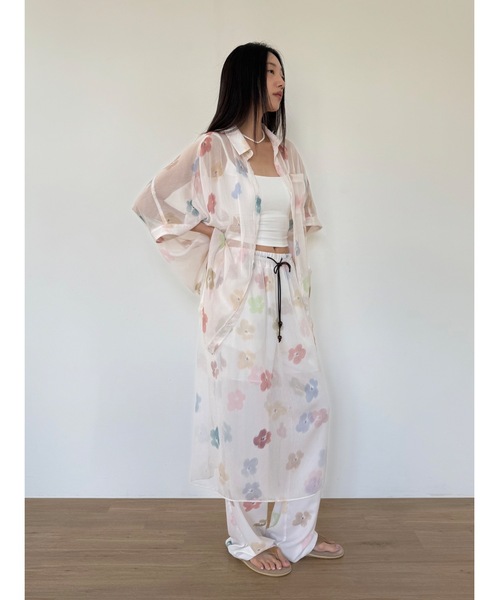 Didot.showroom（ディドット ショールーム）の「【DIDOT.】フラワープリントシアーシャツ（シャツ/ブラウス・レディース・アイボリー/ブラック・FREE）」の12枚目の写真