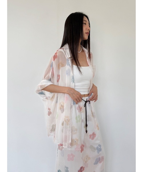 Didot.showroom（ディドット ショールーム）の「【DIDOT.】フラワープリントシアーシャツ（シャツ/ブラウス・レディース・アイボリー/ブラック・FREE）」の14枚目の写真