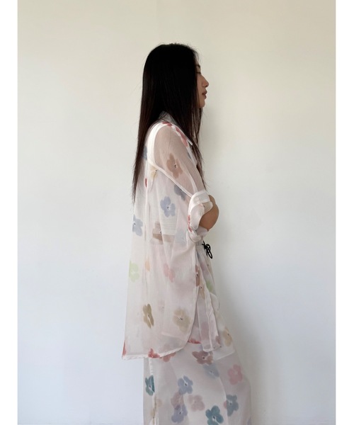 Didot.showroom（ディドット ショールーム）の「【DIDOT.】フラワープリントシアーシャツ（シャツ/ブラウス・レディース・アイボリー/ブラック・FREE）」の15枚目の写真