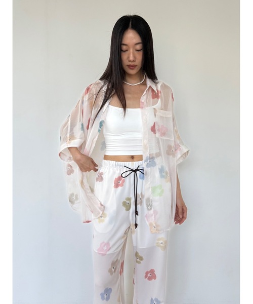 Didot.showroom（ディドット ショールーム）の「【DIDOT.】フラワープリントシアーシャツ（シャツ/ブラウス・レディース・アイボリー/ブラック・FREE）」の17枚目の写真