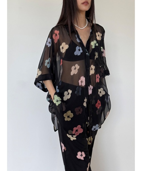 Didot.showroom（ディドット ショールーム）の「【DIDOT.】フラワープリントシアーシャツ（シャツ/ブラウス・レディース・アイボリー/ブラック・FREE）」の19枚目の写真