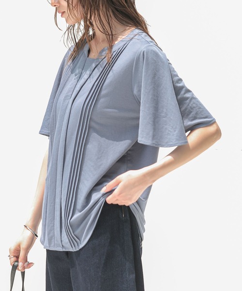 n'OrLABEL(ノアールレーベル)の「【接触冷感】カノコブラウス見えカットソー(Tシャツ/カットソー・レディース・オフホワイト/ブルー/ネイビー・1/2)」の3枚目の写真
