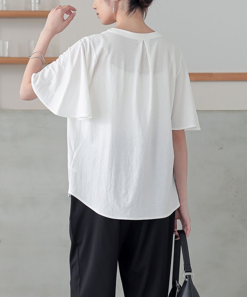 n'OrLABEL(ノアールレーベル)の「【接触冷感】カノコブラウス見えカットソー(Tシャツ/カットソー・レディース・オフホワイト/ブルー/ネイビー・1/2)」の6枚目の写真
