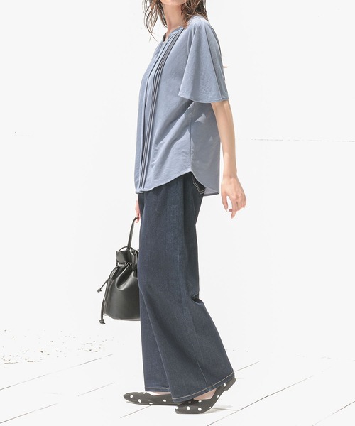 n'OrLABEL(ノアールレーベル)の「【接触冷感】カノコブラウス見えカットソー(Tシャツ/カットソー・レディース・オフホワイト/ブルー/ネイビー・1/2)」の14枚目の写真