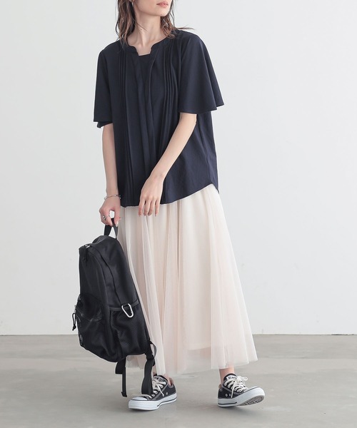 n'OrLABEL(ノアールレーベル)の「【接触冷感】カノコブラウス見えカットソー(Tシャツ/カットソー・レディース・オフホワイト/ブルー/ネイビー・1/2)」の17枚目の写真