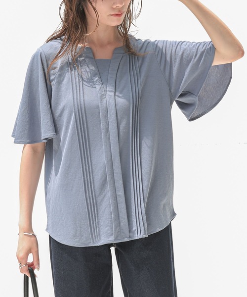 n'OrLABEL(ノアールレーベル)の「【接触冷感】カノコブラウス見えカットソー(Tシャツ/カットソー・レディース・オフホワイト/ブルー/ネイビー・1/2)」の11枚目の写真