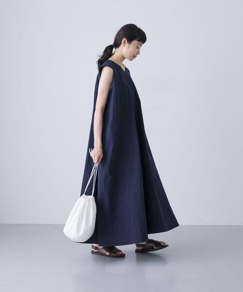 かぐれ(カグレ)の「コットンAラインノースリワンピース(ワンピース・レディース・ネイビー/ブラック・FREE)」の2枚目の写真