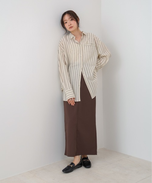 Bab（バブ）の「シアーストライプシャツ（シャツ/ブラウス・レディース・ブラウン/ライトピンク/アイボリー・M）」の19枚目の写真