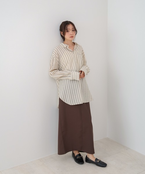 Bab（バブ）の「シアーストライプシャツ（シャツ/ブラウス・レディース・ブラウン/ライトピンク/アイボリー・M）」の20枚目の写真