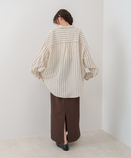 Bab（バブ）の「シアーストライプシャツ（シャツ/ブラウス・レディース・ブラウン/ライトピンク/アイボリー・M）」の22枚目の写真