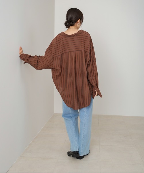 Bab（バブ）の「シアーストライプシャツ（シャツ/ブラウス・レディース・ブラウン/ライトピンク/アイボリー・M）」の12枚目の写真