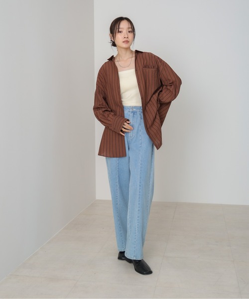 Bab（バブ）の「シアーストライプシャツ（シャツ/ブラウス・レディース・ブラウン/ライトピンク/アイボリー・M）」の14枚目の写真