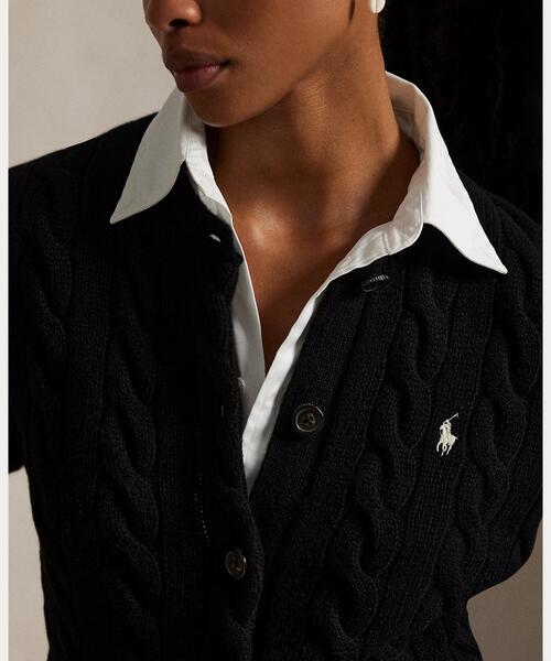 POLO RALPH LAUREN(ポロ ラルフ ローレン)の「ケーブルニット ウールカシミヤ カーディガン(カーディガン/ボレロ・レディース・ブラック系1・S/M/L/XXS/XS/XL)」の5枚目の写真