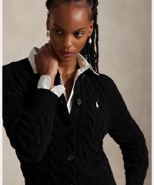 POLO RALPH LAUREN(ポロ ラルフ ローレン)の「ケーブルニット ウールカシミヤ カーディガン(カーディガン/ボレロ・レディース・ブラック系1・S/M/L/XXS/XS/XL)」の4枚目の写真