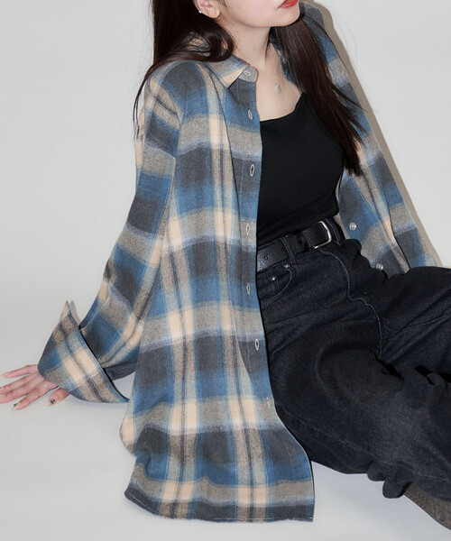 PUBLUX(パブリュクス)の「PUBLUX/パブリュクス オーバーサイズ チェックシャツ 限定展開(シャツ/ブラウス・レディース・ブラウン/ベージュ/オレンジ・フリ-)」の1枚目の写真