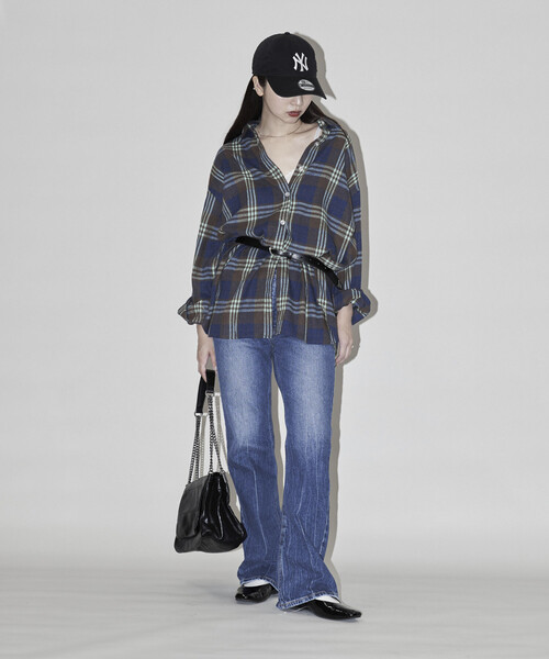 PUBLUX(パブリュクス)の「PUBLUX/パブリュクス オーバーサイズ チェックシャツ 限定展開(シャツ/ブラウス・レディース・ブラウン/ベージュ/オレンジ・フリ-)」の9枚目の写真