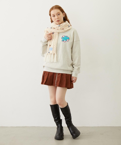 MILKFED.（ミルクフェド）の「CABLE KNIT STOLE（マフラー・レディース・オフホワイト/アッシュ/ブラック・ONE SIZE）」の7枚目の写真