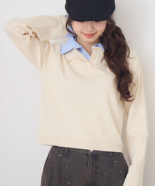 ems excite（エムズエキサイト）の「ドッキングWカラーNTPO（ニット/セーター・レディース・ダークグレー/ピンク/ナチュラル・FREE）」の2枚目の写真