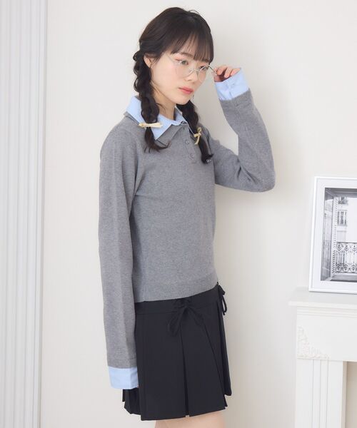 ems excite（エムズエキサイト）の「ドッキングWカラーNTPO（ニット/セーター・レディース・ダークグレー/ピンク/ナチュラル・FREE）」の10枚目の写真