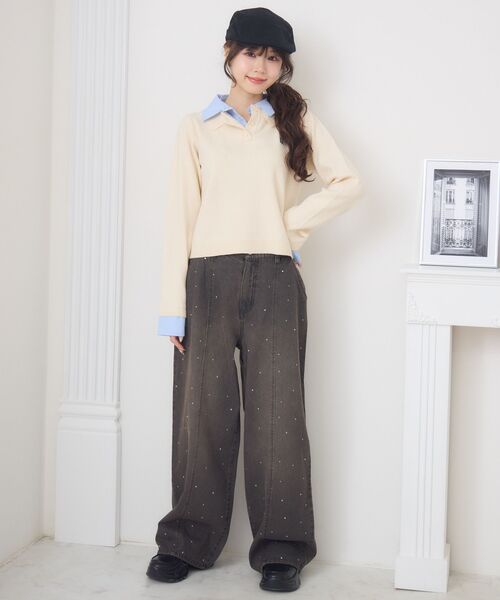 ems excite（エムズエキサイト）の「ドッキングWカラーNTPO（ニット/セーター・レディース・ダークグレー/ピンク/ナチュラル・FREE）」の13枚目の写真