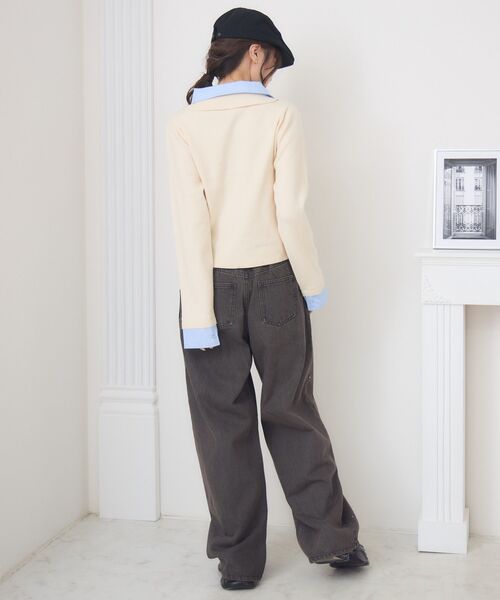 ems excite（エムズエキサイト）の「ドッキングWカラーNTPO（ニット/セーター・レディース・ダークグレー/ピンク/ナチュラル・FREE）」の15枚目の写真