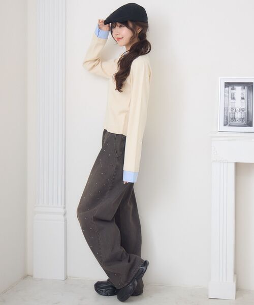 ems excite（エムズエキサイト）の「ドッキングWカラーNTPO（ニット/セーター・レディース・ダークグレー/ピンク/ナチュラル・FREE）」の16枚目の写真