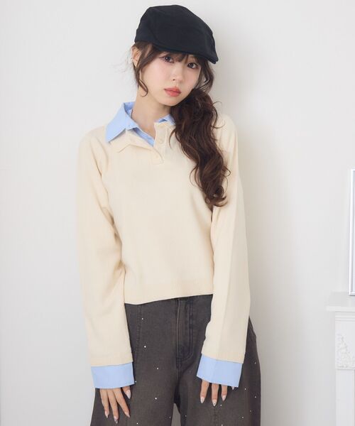 ems excite（エムズエキサイト）の「ドッキングWカラーNTPO（ニット/セーター・レディース・ダークグレー/ピンク/ナチュラル・FREE）」の17枚目の写真