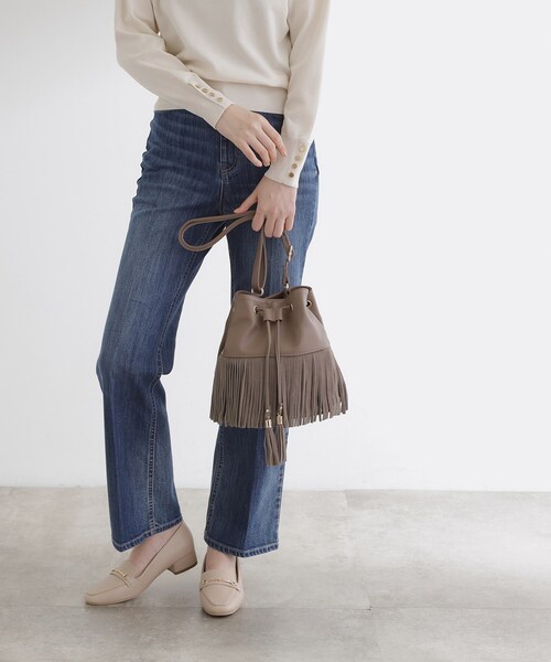grove（グローブ）の「スエードフリンジ巾着ショルダーバッグ（ショルダーバッグ・レディース・ライトベージュ/ブラウン系その他/ダークブラウン・00）」の18枚目の写真