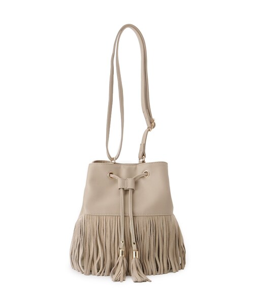 grove（グローブ）の「スエードフリンジ巾着ショルダーバッグ（ショルダーバッグ・レディース・ライトベージュ/ブラウン系その他/ダークブラウン・00）」の12枚目の写真