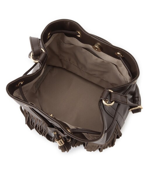 grove（グローブ）の「スエードフリンジ巾着ショルダーバッグ（ショルダーバッグ・レディース・ライトベージュ/ブラウン系その他/ダークブラウン・00）」の20枚目の写真