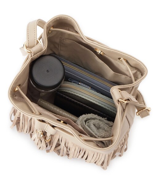 grove（グローブ）の「スエードフリンジ巾着ショルダーバッグ（ショルダーバッグ・レディース・ライトベージュ/ブラウン系その他/ダークブラウン・00）」の10枚目の写真