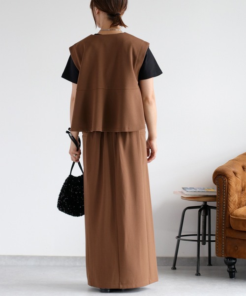 cepo（セポ）の「〈セットアップ対応〉イージーケア ジョーゼットナロースカート（スカート・レディース・ブラウン/ブラック/レッド・M）」の11枚目の写真