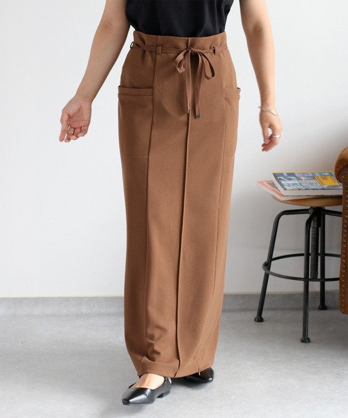 cepo（セポ）の「〈セットアップ対応〉イージーケア ジョーゼットナロースカート（スカート・レディース・ブラウン/ブラック/レッド・M）」の6枚目の写真