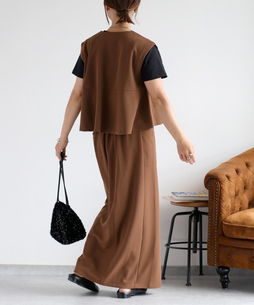 cepo（セポ）の「〈セットアップ対応〉イージーケア ジョーゼットナロースカート（スカート・レディース・ブラウン/ブラック/レッド・M）」の12枚目の写真