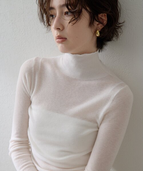 THE PAUSE（ザ ポーズ）の「【THE PAUSE】リブハイネックプルオーバー（ニット/セーター・レディース・グレー/ブルー/オフホワイト・FREE）」の2枚目の写真