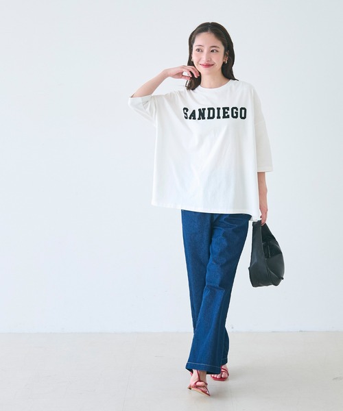 coca(coca)(コカ)の「ロゴビッグTシャツ(Tシャツ/カットソー・レディース・チャコール/ホワイト・S/M/L)」の3枚目の写真